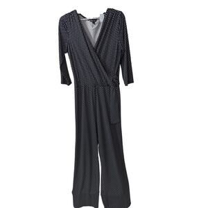 Roz and Ali Navy and white polka dot Women's XL Jumpsuit